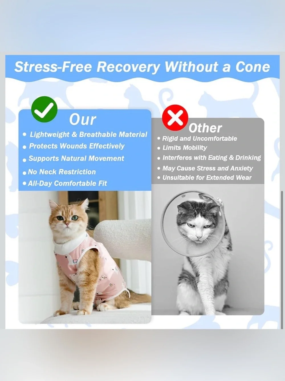 Cat Recovery Suit Female, For Abdominal Wounds or Skin Diseases